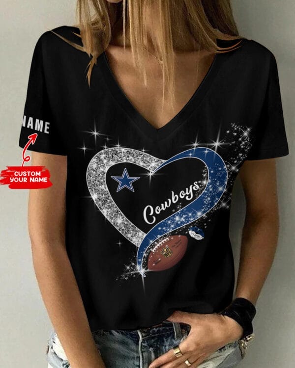 dallas cowboys personalized summer v neck women t shirt bg242 kvzvh 1