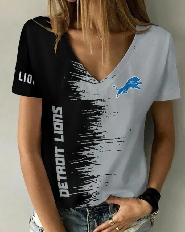 detroit lions summer v neck women t shirt bg18