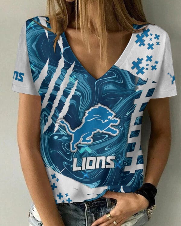 detroit lions summer v neck women t shirt bg208 ilk9p