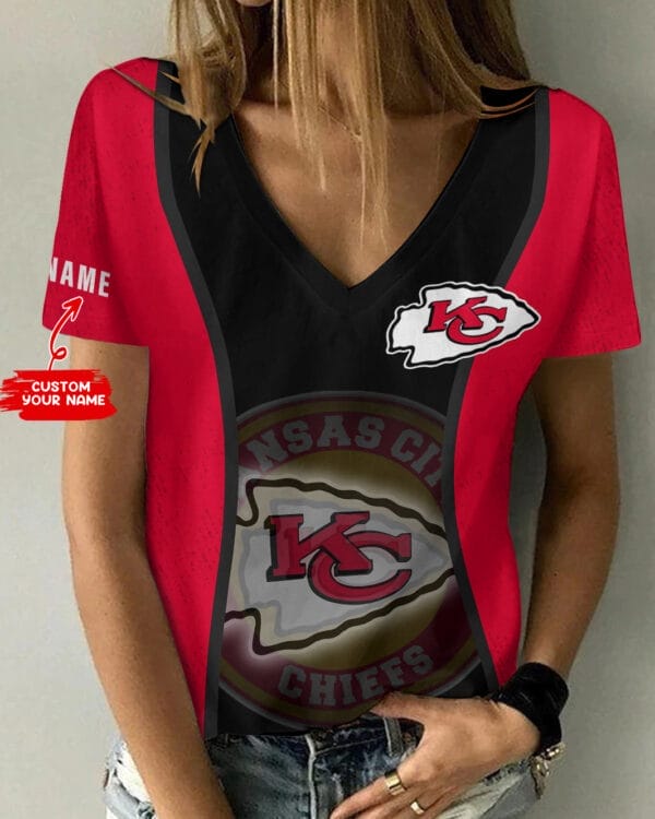 kansas city chiefs personalized summer v neck women t shirt bg414 6fulg 1