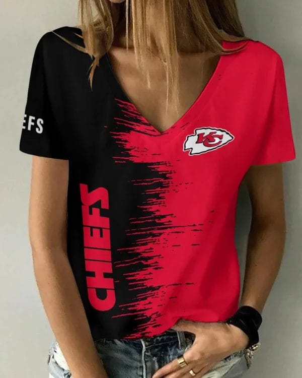 kansas city chiefs summer v neck women t shirt bg16 iadr7