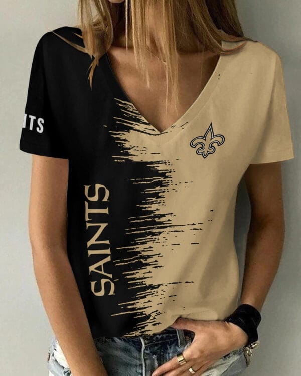 new orleans saints summer v neck women t shirt bg27 lhbmq 1