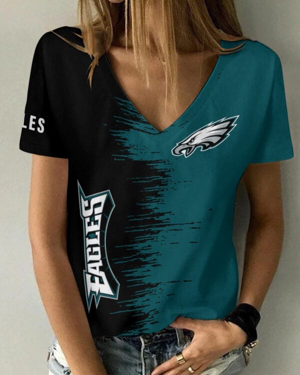 philadelphia eagles summer v neck women t shirt bg07 ftpcs 1