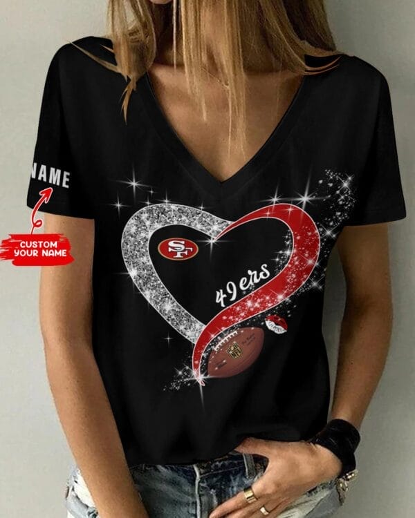 san francisco 49ers personalized summer v neck women t shirt bg239