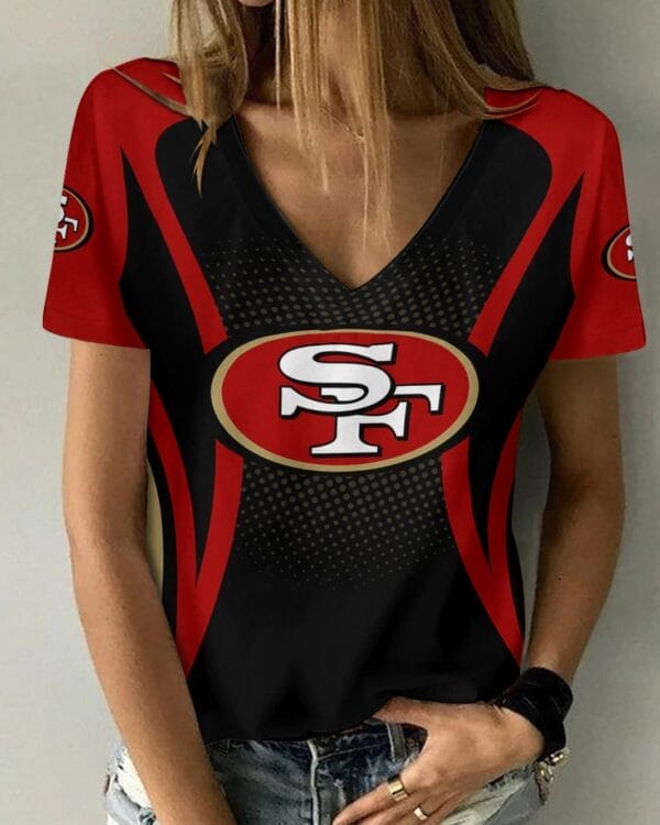 san francisco 49ers summer v neck women t shirt bg390 0srhx 1