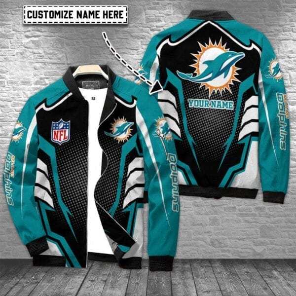 miami dolphins personalized bomber jacket bg616 esuam