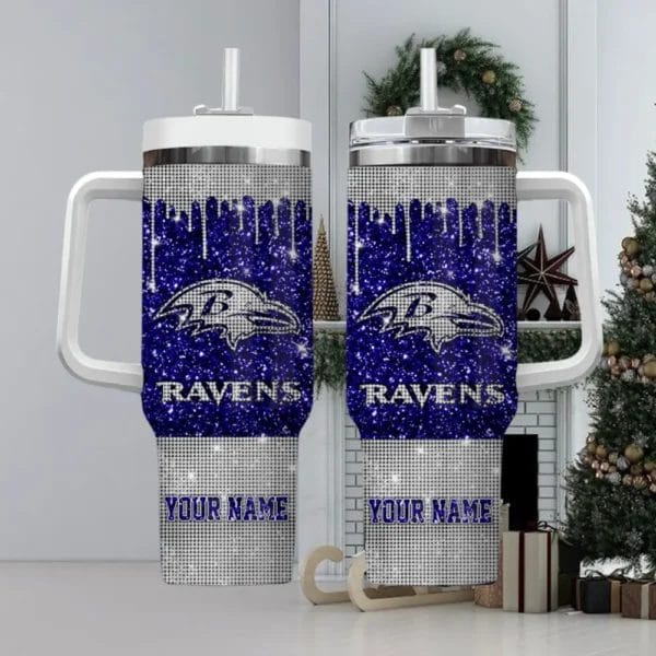 baltimore ravens personalized nfl glitter and diamonds bling 40oz stanley tumbler1