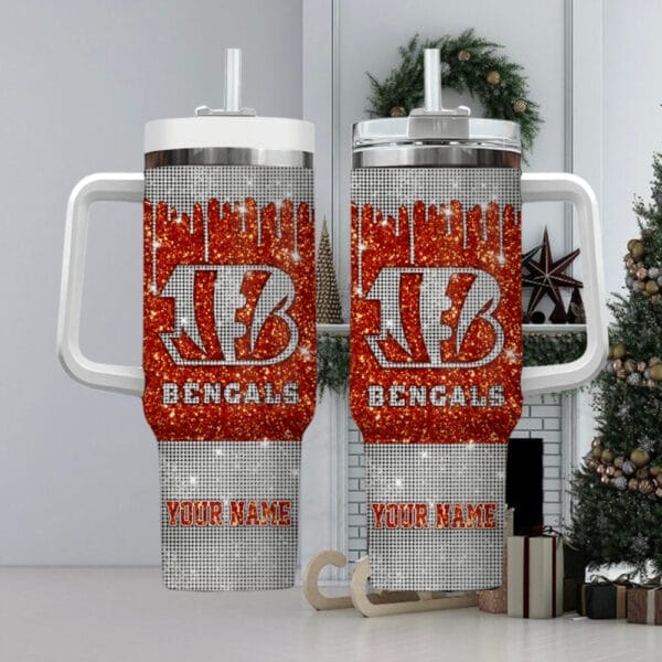 cincinnati bengals personalized nfl glitter and diamonds bling 40oz stanley tumbler1