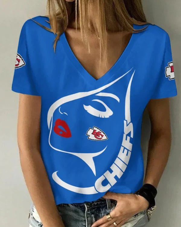 kansas city chiefs summer v neck women t shirt 133