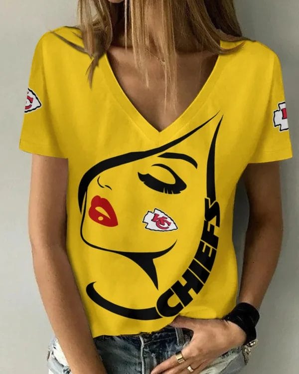 kansas city chiefs summer v neck women t shirt 133