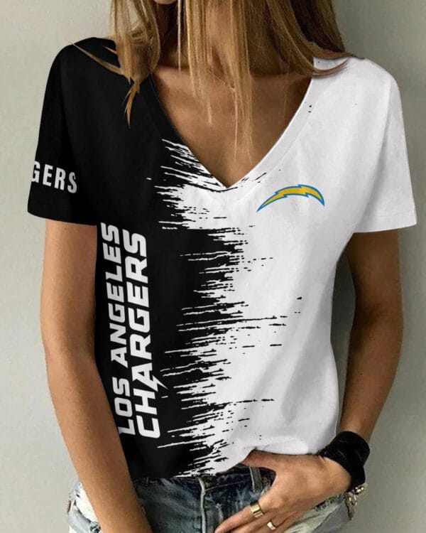 los angeles chargers summer v neck women t shirt bg15 kkine