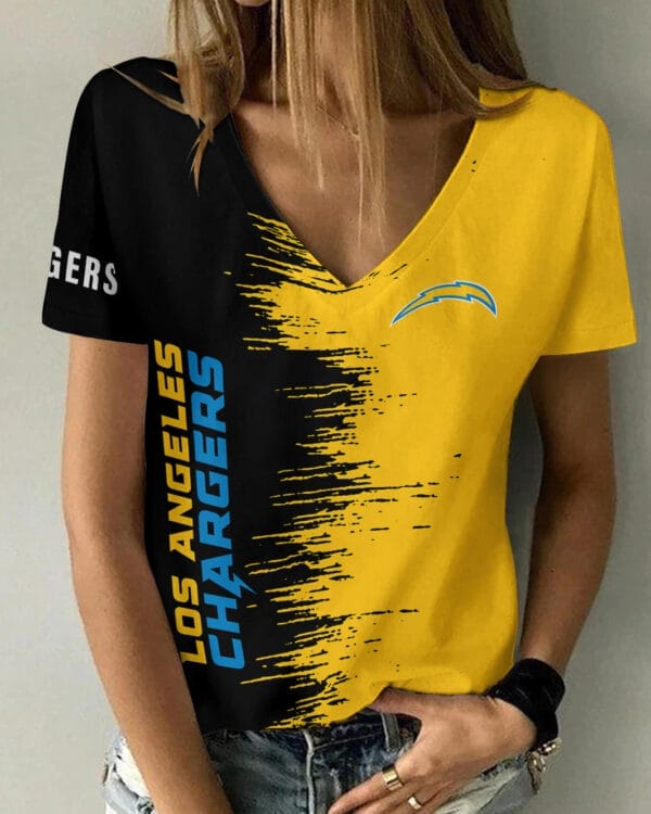 los angeles chargers summer v neck women t shirt bg15 ys6rj