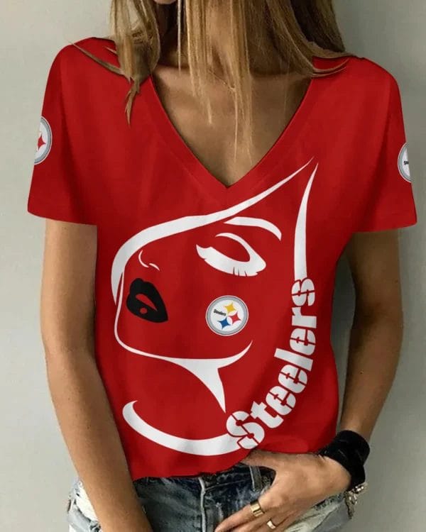 pittsburgh steelers summer v neck women t shirt 132 wwmjj