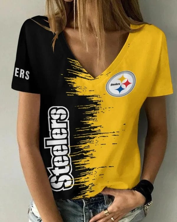 pittsburgh steelers summer v neck women t shirt bg29 akw4p