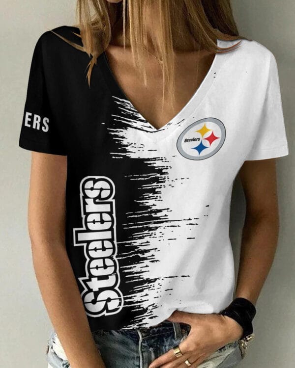 pittsburgh steelers summer v neck women t shirt bg29 hb3j4