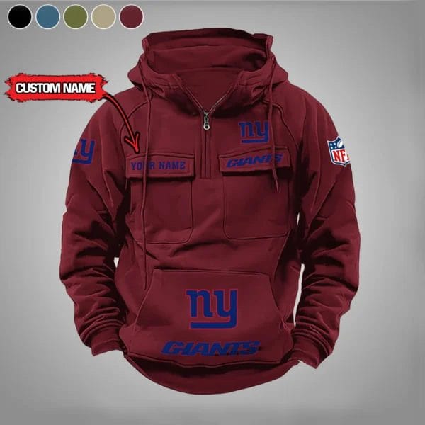 New York Giants New Personalized Multi Pockets Zip Hoodie AMCMZHD000030 - Image 2