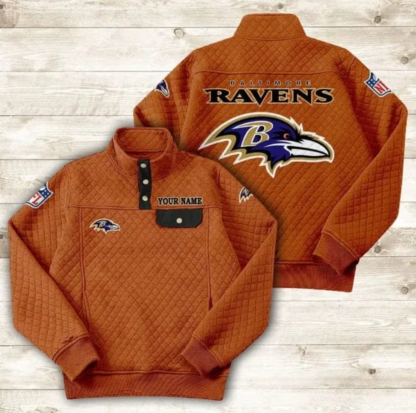 Baltimore Ravens Button Stand-up Collar Sweatshirt AMCBSCS003 - Image 4
