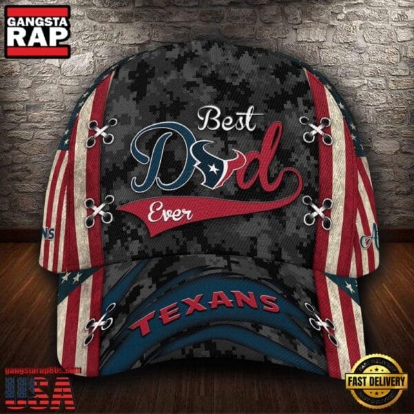 Houston Texans Best Dad USA Flag New Design Classic Cap AMCCAP000064