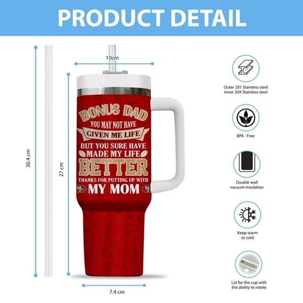 San Francisco 49ers New Personalized 40oz Tumbler Father's Day AMC40OZ000173 - Image 2