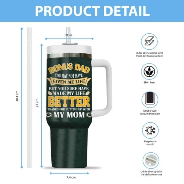 Green Bay Packers New Personalized 40oz Tumbler Father's Day AMC40OZ000174 - Image 2
