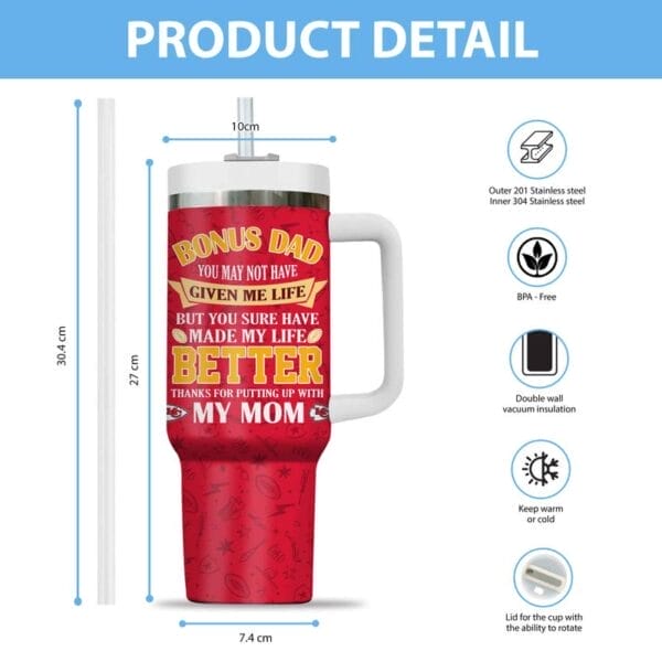 Kansas City Chiefs New Personalized 40oz Tumbler Father's Day AMC40OZ000175 - Image 2