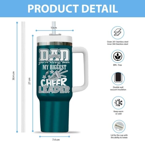 Philadelphia Eagles My Biggest Cheer Leader Gift For Father's Day Limited Edition 40oz Tumbler AMC40OZ000187 - Image 2