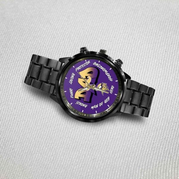 Minnesota Vikings Limited Edition Black Stainless Steel Watch For Father's Day AMCWA000007 - Image 3