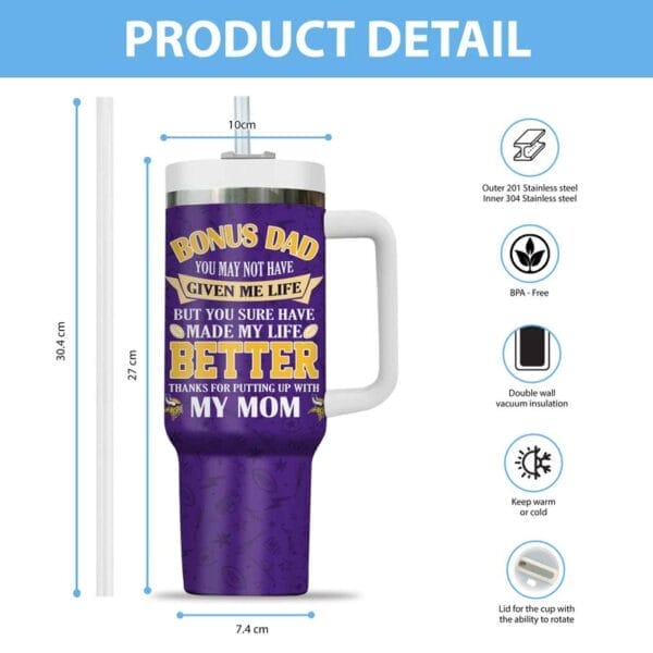 Minnesota Vikings New Personalized 40oz Tumbler Father's Day AMC40OZ000177 - Image 2